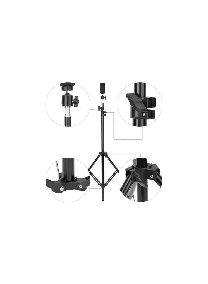 حامل ثلاثي القواعد ترايبود مثبت الكاميرا والهاتف المتنقل القابل للتمديد ارتفاع يصل إلى 200 سم للتصوير و الرينج لايت - Image 4