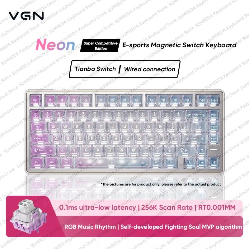 VGN Neon Super Competitive Edition Magnetic Mechanical Gaming Keyboard, 75% Layout, RT 0.001mm, 8000Hz, 0.1ms, Tianba Axis Wired, PB - Image 1