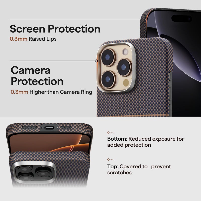 pitaka for iPhone 16 Pro Max Case Compatible with MagSafe, Thin & Light Case iPhone 16 Pro Max with a Caseless Feel, 1500D Aramid Fiber Woven [Tactile Woven-Sunset] - Image 5