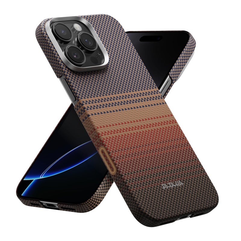 pitaka for iPhone 16 Pro Max Case Compatible with MagSafe, Thin & Light Case iPhone 16 Pro Max with a Caseless Feel, 1500D Aramid Fiber Woven [Tactile Woven-Sunset] - Image 1