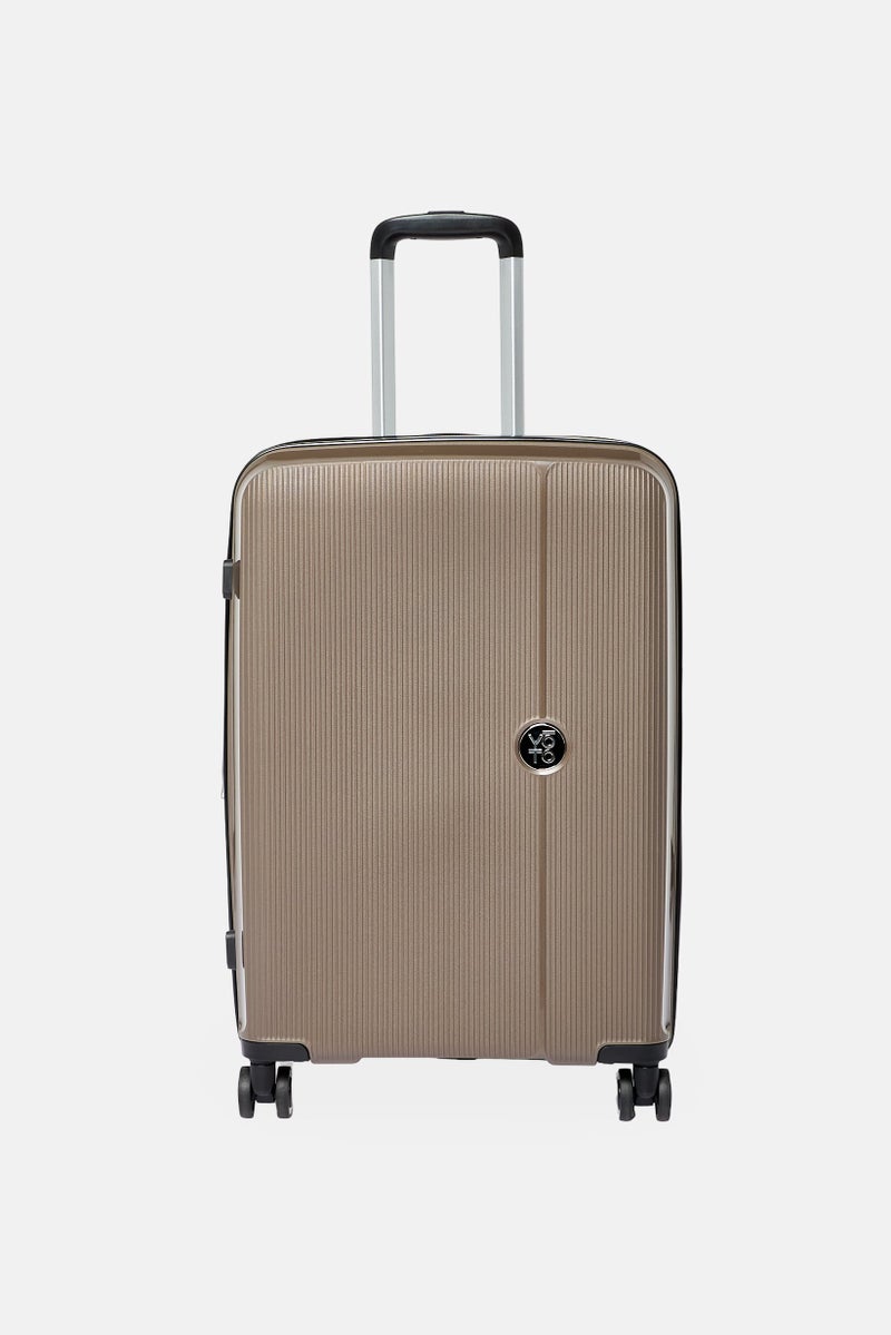 YOTO 24 Inch Brand Logo Expandable Hardshell Check In Spinner Luggage, Taupe  - Image 1