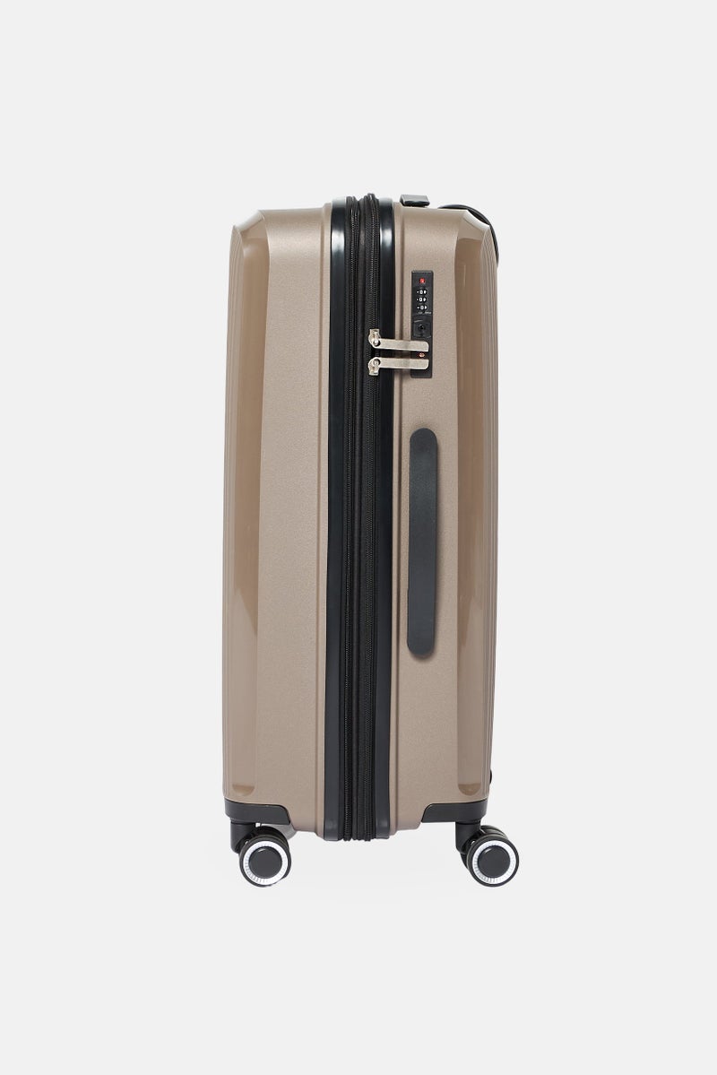 YOTO 24 Inch Brand Logo Expandable Hardshell Check In Spinner Luggage, Taupe  - Image 4