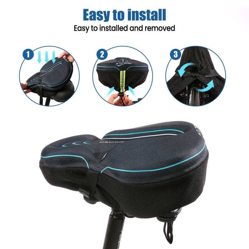Sanctus Bike Seat Cushion Cover Memory Foam, Large Wide Bicycle Saddle Soft for Men Women, Comfort Exercise Cycle Seats Cover Padded Fits Stationary Bikes, Cruiser, Spin, with Waterproof Cover Red - Image 5
