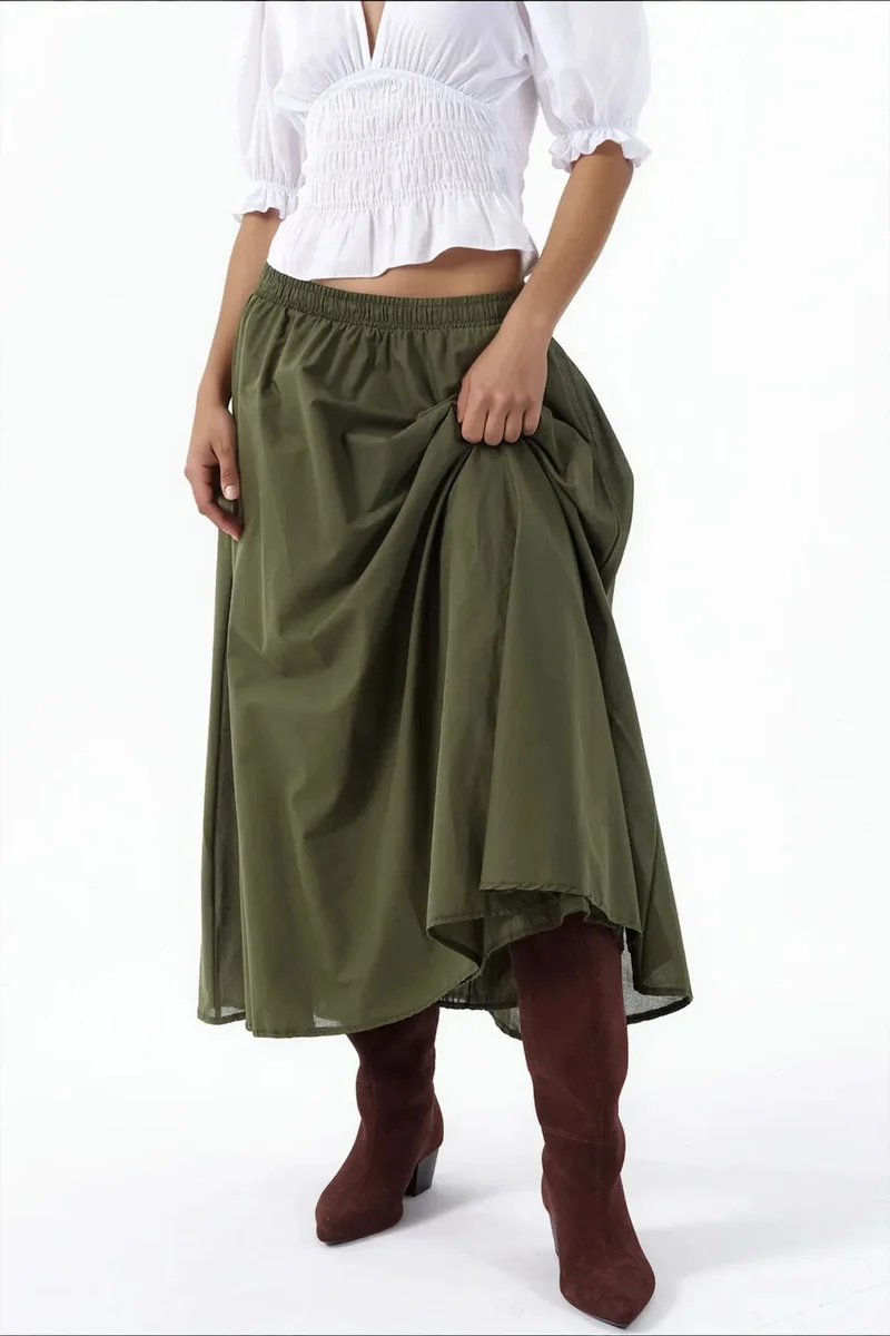 Busem BUSEM High-Waist A-Line Midi Skirt