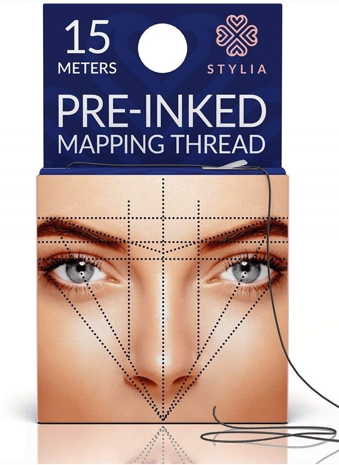 Stylia - Microblading Supplies Pre-Inked Eyebrow Mapping String – 15 Meters - Ultra-Thin, Mess-Free Thread, Create a Crisp, Spot-on Brow Map Every Time – Hypoallergenic, Cosmetic Grade For Permanent Makeup - Image 1