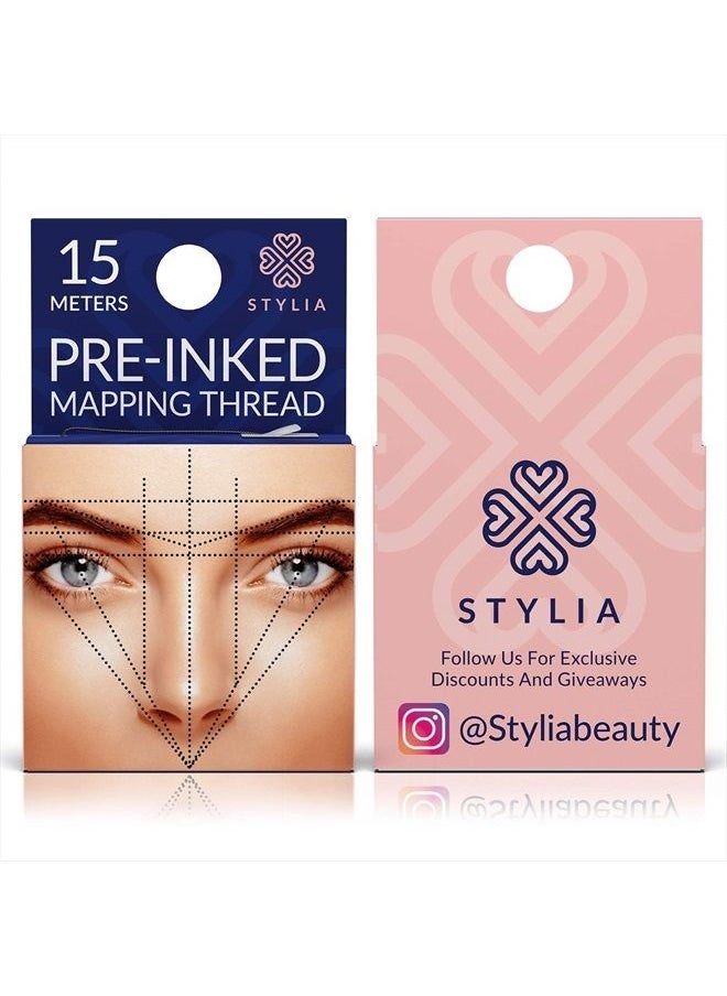 Stylia - Microblading Supplies Pre-Inked Eyebrow Mapping String – 15 Meters - Ultra-Thin, Mess-Free Thread, Create a Crisp, Spot-on Brow Map Every Time – Hypoallergenic, Cosmetic Grade For Permanent Makeup - Image 1