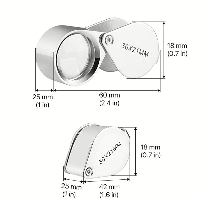 HOUSE HATCH Triplet 30X 21mm Jewelry loupe Portable Folding Magnifier, Pocket Handheld Tools Handheld Magnifying Glass for Jewelers, Coin and Stamp Collectors - Image 3