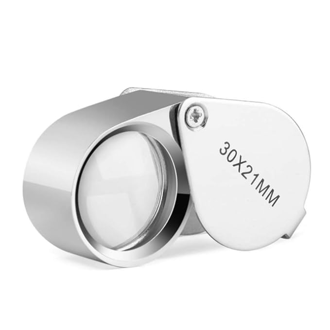 HOUSE HATCH Triplet 30X 21mm Jewelry loupe Portable Folding Magnifier, Pocket Handheld Tools Handheld Magnifying Glass for Jewelers, Coin and Stamp Collectors - Image 1