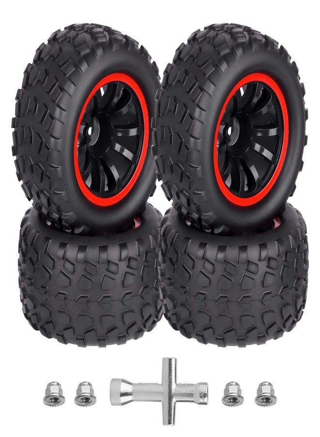 HobbyPark Pre-Glued 12mm Hex RC Truck Wheels and Tires Set for 1/10 Traxxas Stampede Hoss 4x4 VXL Redcat Blackout XTE Pro Volcano EPX Pro 2s 3s 4s Brushless Systems - Image 1