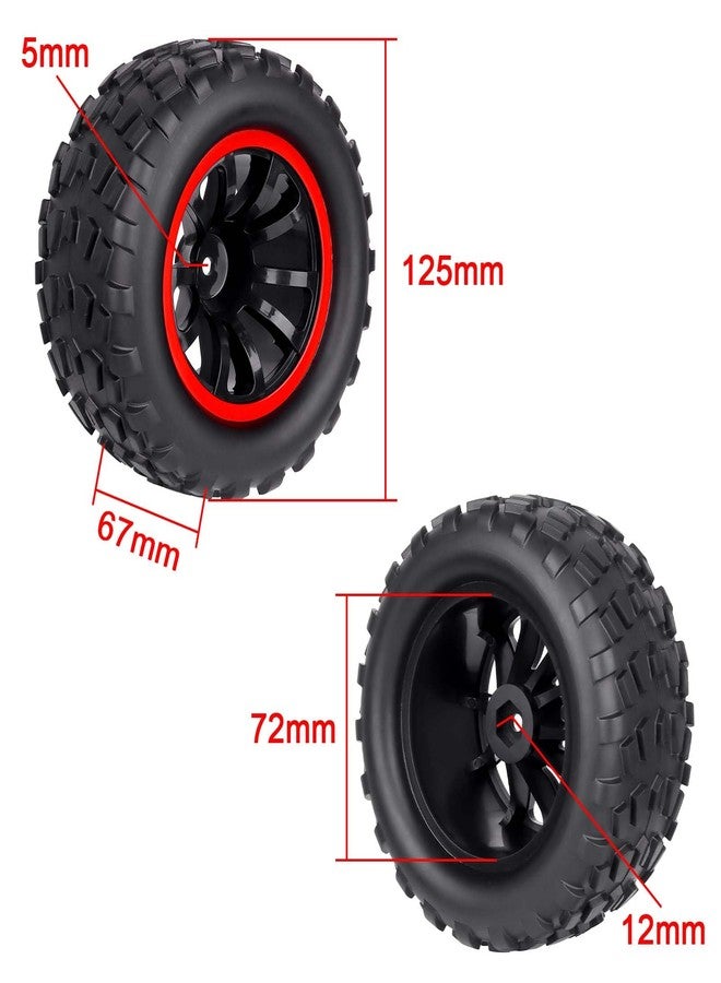 HobbyPark Pre-Glued 12mm Hex RC Truck Wheels and Tires Set for 1/10 Traxxas Stampede Hoss 4x4 VXL Redcat Blackout XTE Pro Volcano EPX Pro 2s 3s 4s Brushless Systems - Image 2