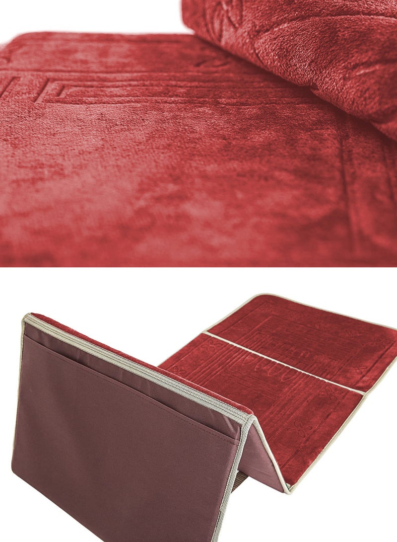 Foldable Islamic Praying Mat with Back Rest Prayer Rug with Carrying Bag Portable Cushioned Prayer Rug for Salah Size 110 X 53 Cm - Image 2