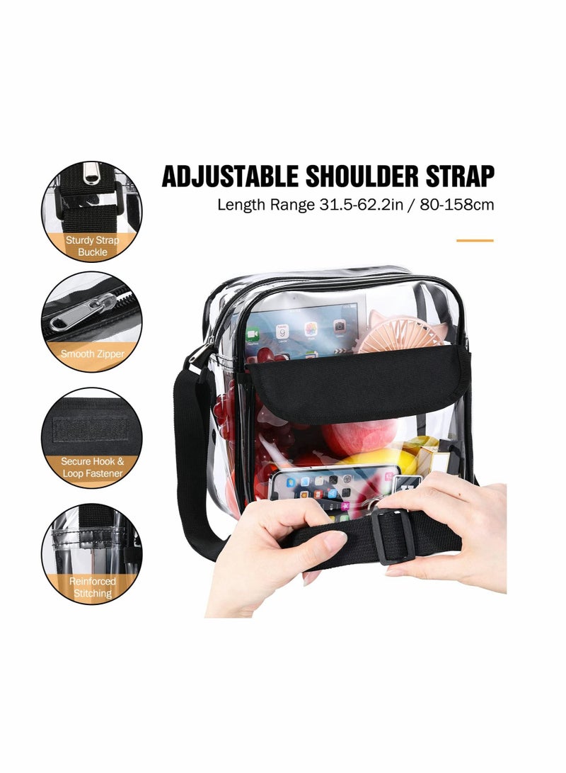 SYOSI Clear Crossbody Bag See Through Clear Purse Handbags with Adjustable Strap Transparent Waterproof PVC Messenger Shoulder Bag for Women Work Sport Concert Clear  - Image 4