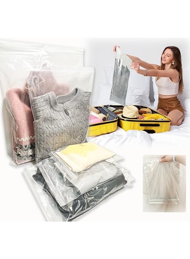 DUNISO 25 Pcs Travel Storage Bags For Clothes,Reusable Plastic Ziplock Bags For Hospital Bag,Frosted Waterproof Multifunctional Luggage Storage Pouch for Clothes, Shoes, Cosmetics (5 Size) - Image 1