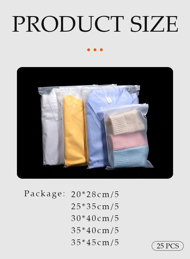 DUNISO 25 Pcs Travel Storage Bags For Clothes,Reusable Plastic Ziplock Bags For Hospital Bag,Frosted Waterproof Multifunctional Luggage Storage Pouch for Clothes, Shoes, Cosmetics (5 Size) - Image 3