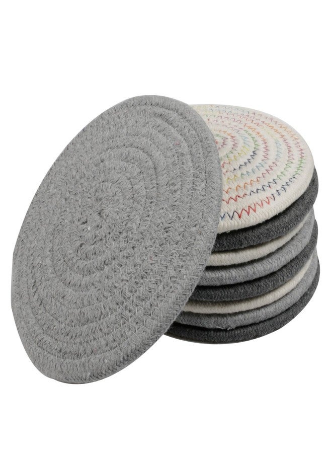 Lifaith Potholders Set Trivets Set 100% Pure Cotton Thread Weave Hot Pot Holders Set (Set of 3) Hot Pads, Hot Mats, Stylish Coasters, Spoon Rest for Bakingand Cooking, Diameter 7 Inches (Light Gray) - Image 5