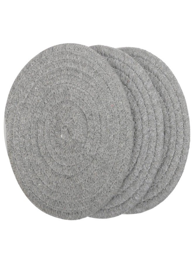 Lifaith Potholders Set Trivets Set 100% Pure Cotton Thread Weave Hot Pot Holders Set (Set of 3) Hot Pads, Hot Mats, Stylish Coasters, Spoon Rest for Bakingand Cooking, Diameter 7 Inches (Light Gray) - Image 2