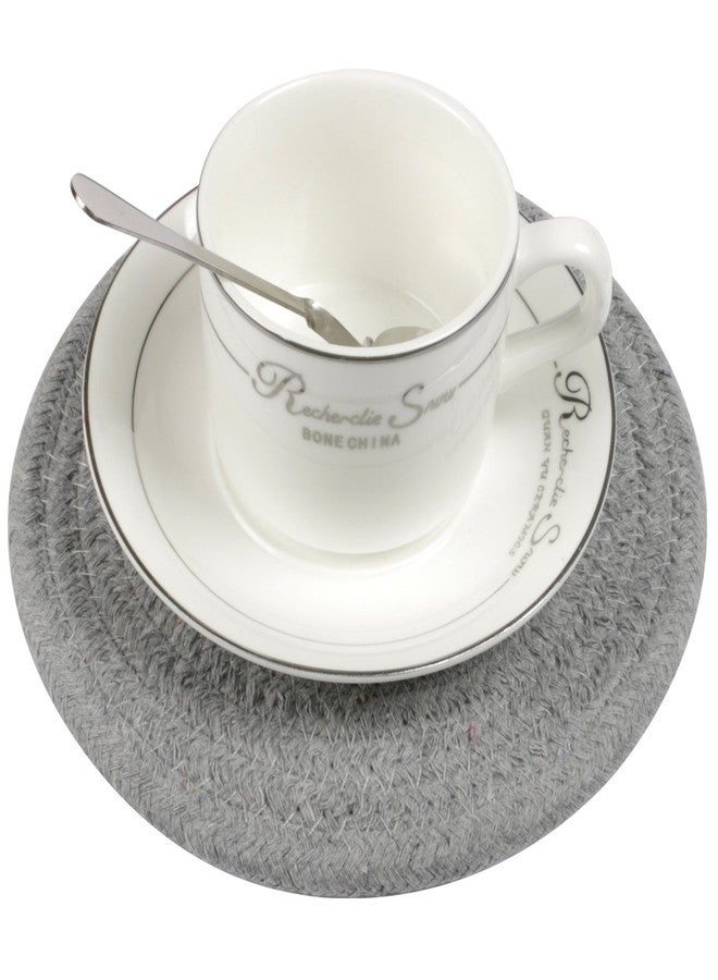 Lifaith Potholders Set Trivets Set 100% Pure Cotton Thread Weave Hot Pot Holders Set (Set of 3) Hot Pads, Hot Mats, Stylish Coasters, Spoon Rest for Bakingand Cooking, Diameter 7 Inches (Light Gray) - Image 4