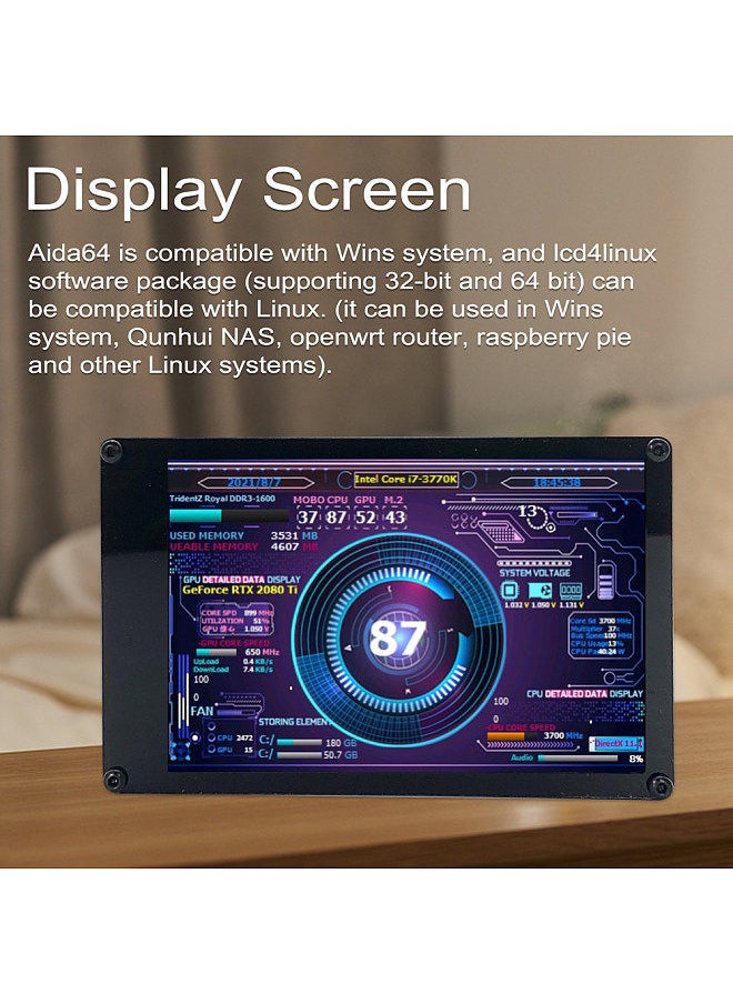 Generic - 3.5 Inch IPS Display Screen Secondary Screen Mini Monitor Horizontal Vertical Screen Switching 360° Rotation Dual USB Ports - Image 1