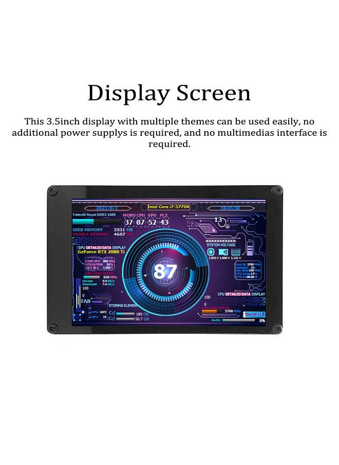 Generic - 3.5 Inch IPS Display Screen Secondary Screen Mini Monitor Horizontal Vertical Screen Switching 360° Rotation Dual USB Ports - Image 1