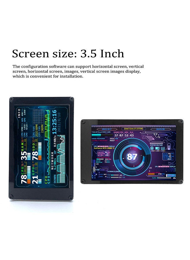 Generic - 3.5 Inch IPS Display Screen Secondary Screen Mini Monitor Horizontal Vertical Screen Switching 360° Rotation Dual USB Ports - Image 1