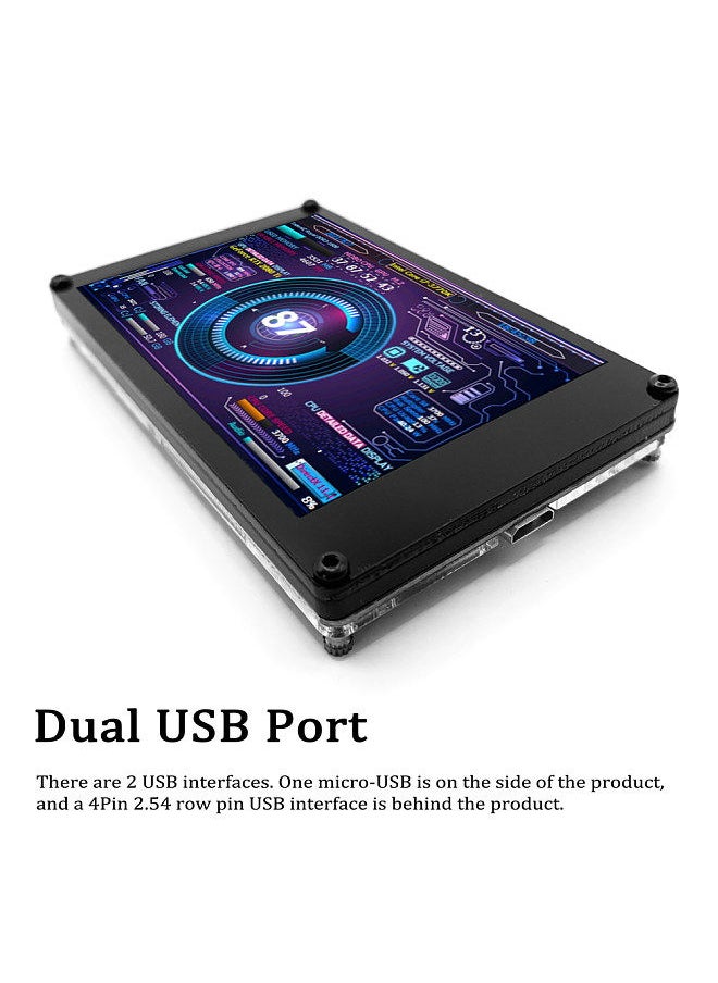 Generic - 3.5 Inch IPS Display Screen Secondary Screen Mini Monitor Horizontal Vertical Screen Switching 360° Rotation Dual USB Ports - Image 1
