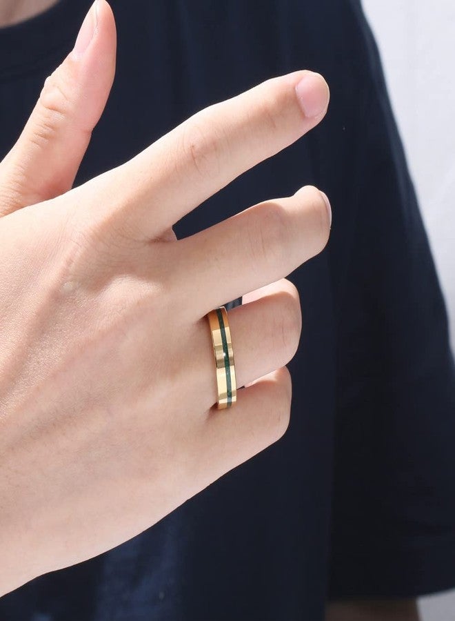 NUNCAD 6mm Unisex Rings Tungsten Wedding Rings Inlaid with Malachite Polished Finish Engagement Band Comfort Fit Size 11 - Image 4