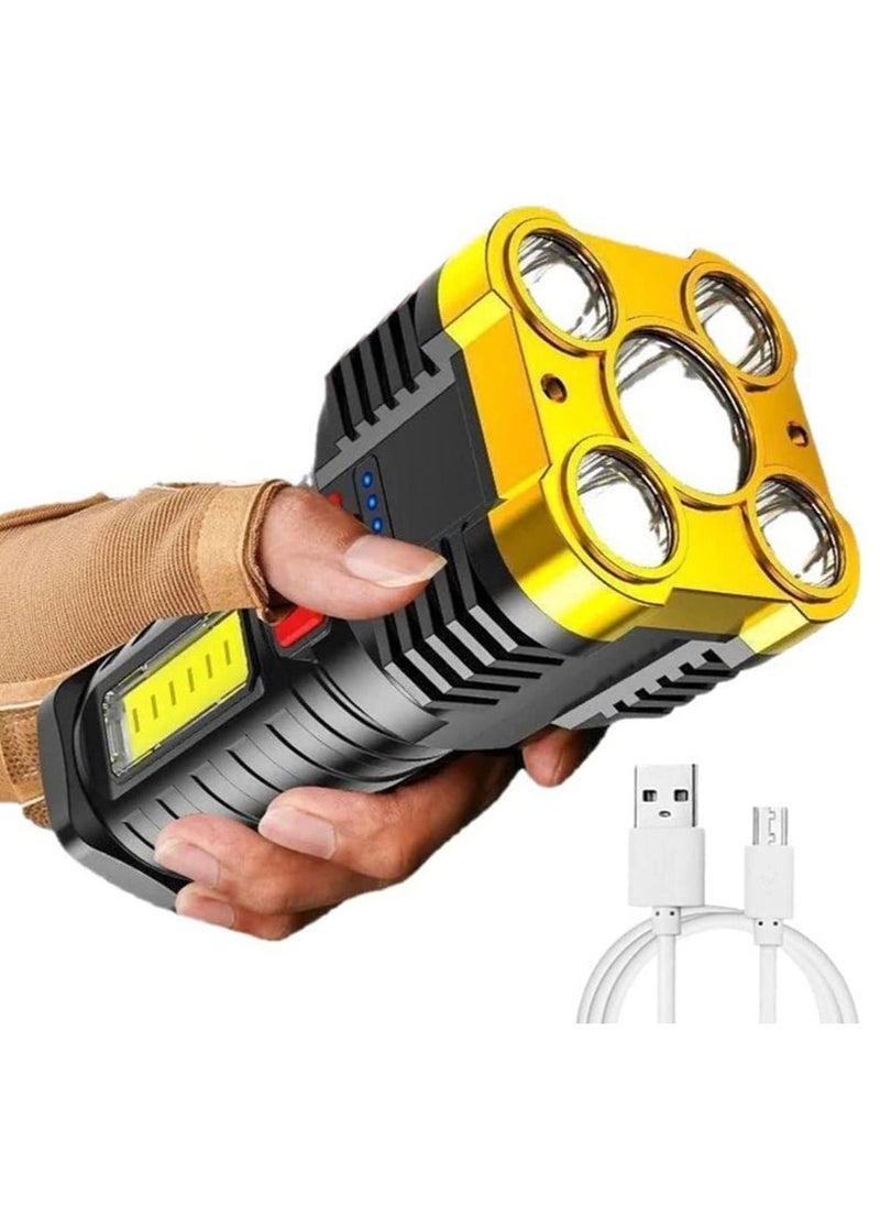 Excefore Torches Led Super Bright, Five-Nuclear Explosion LED Flashlight Strong Light Rechargeable, Led Spotlight Flashlight Portable Powerful Searchlight with 4 Lighting Modes  - Image 1