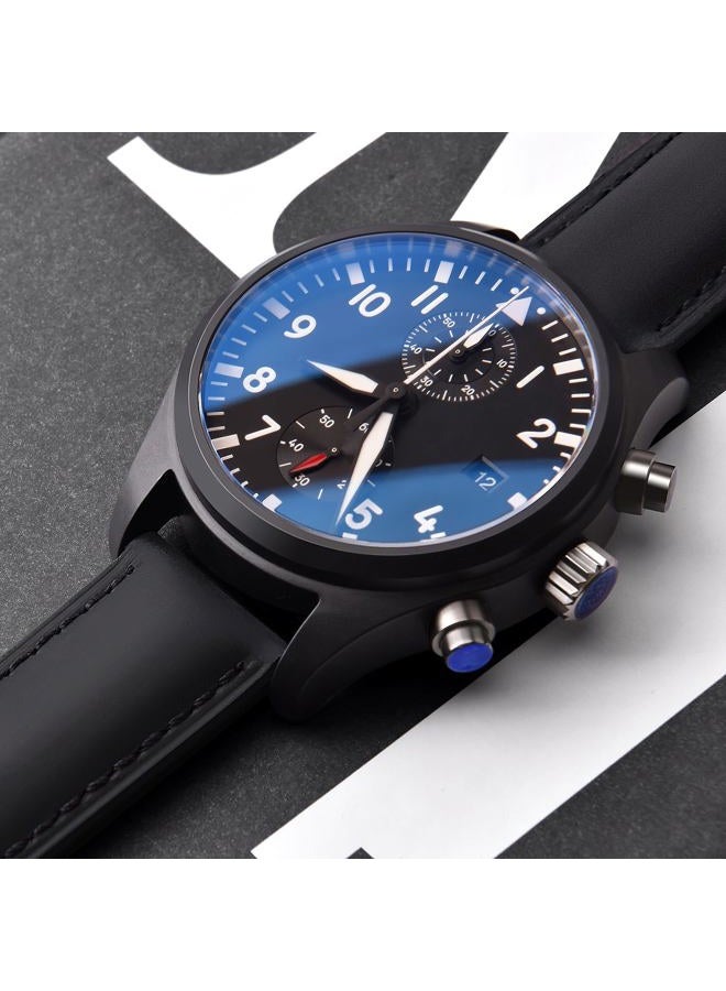 Ritche Genuine 18mm Black Leather Watch Bands Top Grain Classic Vintage Quick Release Leather Watch Strap, Black & Black, 18mm, Vintage - Image 2