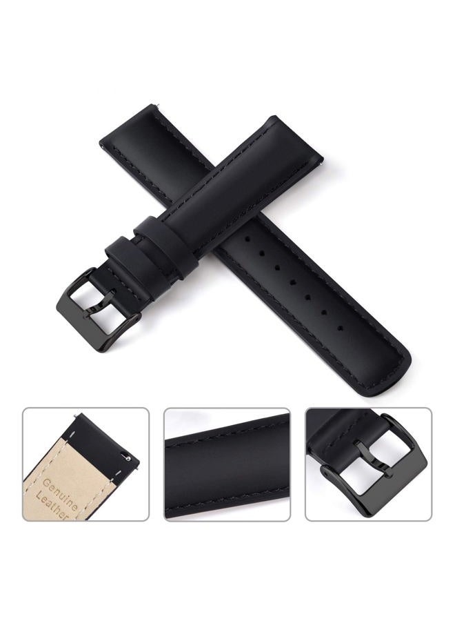 Ritche Genuine 18mm Black Leather Watch Bands Top Grain Classic Vintage Quick Release Leather Watch Strap, Black & Black, 18mm, Vintage - Image 4