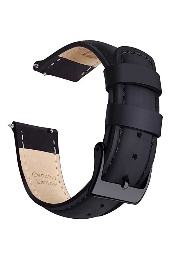 Ritche Genuine 18mm Black Leather Watch Bands Top Grain Classic Vintage Quick Release Leather Watch Strap, Black & Black, 18mm, Vintage - Image 1