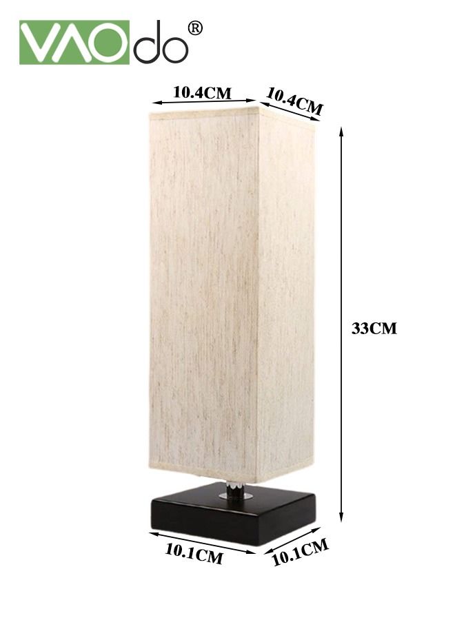 VAOdo Small Table Lamp for Bedroom Bedside Lamps for Nightstand Minimalist Solid Wood Night Stand Light Lamp with Square Fabric Shade Desk Reading Lamp for Kids Room Living Room Office Dorm  - Image 3