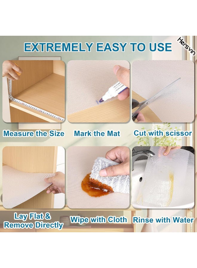 مفرش درج و رف، بطانة دولاب غير قابلة للانزلاق للمطبخ، بطانة درج المطبخ مقاومة للماء غير لاصقة، بطانات متينة من مادة ايفا للأرفف والثلاجة والدولاب والتخزين (شفاف) - Image 5