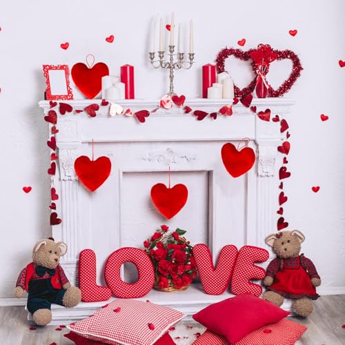 CARAFAST Valentines Day Decorations Valentines Red Heart Velvet Bows 4 pc 6 * 6 in Red Heart Hanging for Home Wall Door Hanger Decor Valentines Wedding Anniversary Birthday Party Supplies - Image 5