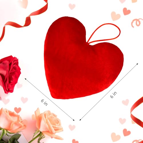 CARAFAST Valentines Day Decorations Valentines Red Heart Velvet Bows 4 pc 6 * 6 in Red Heart Hanging for Home Wall Door Hanger Decor Valentines Wedding Anniversary Birthday Party Supplies - Image 2