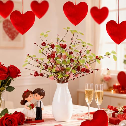 CARAFAST Valentines Day Decorations Valentines Red Heart Velvet Bows 4 pc 6 * 6 in Red Heart Hanging for Home Wall Door Hanger Decor Valentines Wedding Anniversary Birthday Party Supplies - Image 3