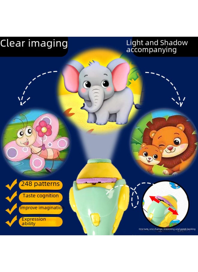 Generic - Children's Projection Flashlight Toy Early Education Recognition Dinosaur Pattern Animal Pattern 80 Patterns Educational Toy-Color:Yellow Tiger (single Flashlight) Naked - Image 1