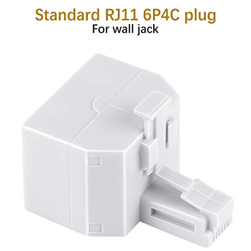 Uvital RJ11 Duplex Wall Jack Adapter Dual Phone Line Splitter Wall Jack Plug 1 to 2 Modular Converter Adapter for Office Home Fax Model Cordless Phone System, White, Wireless (2 Pack) - Image 3