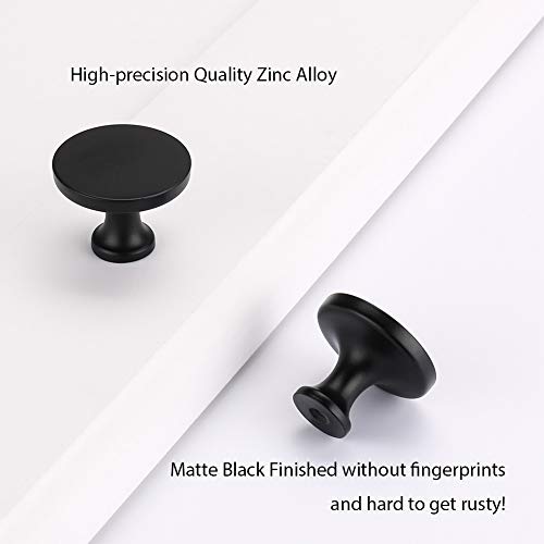 homdiy 10 Pack Matte Black Cabinet Knobs, Solid Round Drawer Knobs, Modern Kitchen Cabinet Hardware for Bedroom Dresser, Cupboard, Drawers - Image 3