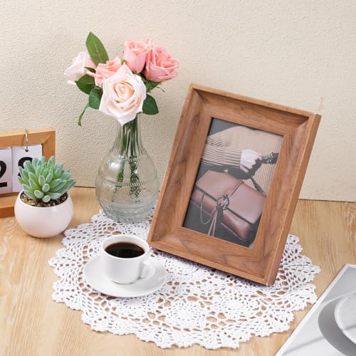 Zyghjort Doilies for Tables, 15.7 Inch Large Cotton Handmade Crochet Doilies Vintage Round Lace Placemats Corrugated Edge Knitted Tablecloth for Home Kitchen Dining Room Wedding Party Decoration (White) - Image 5