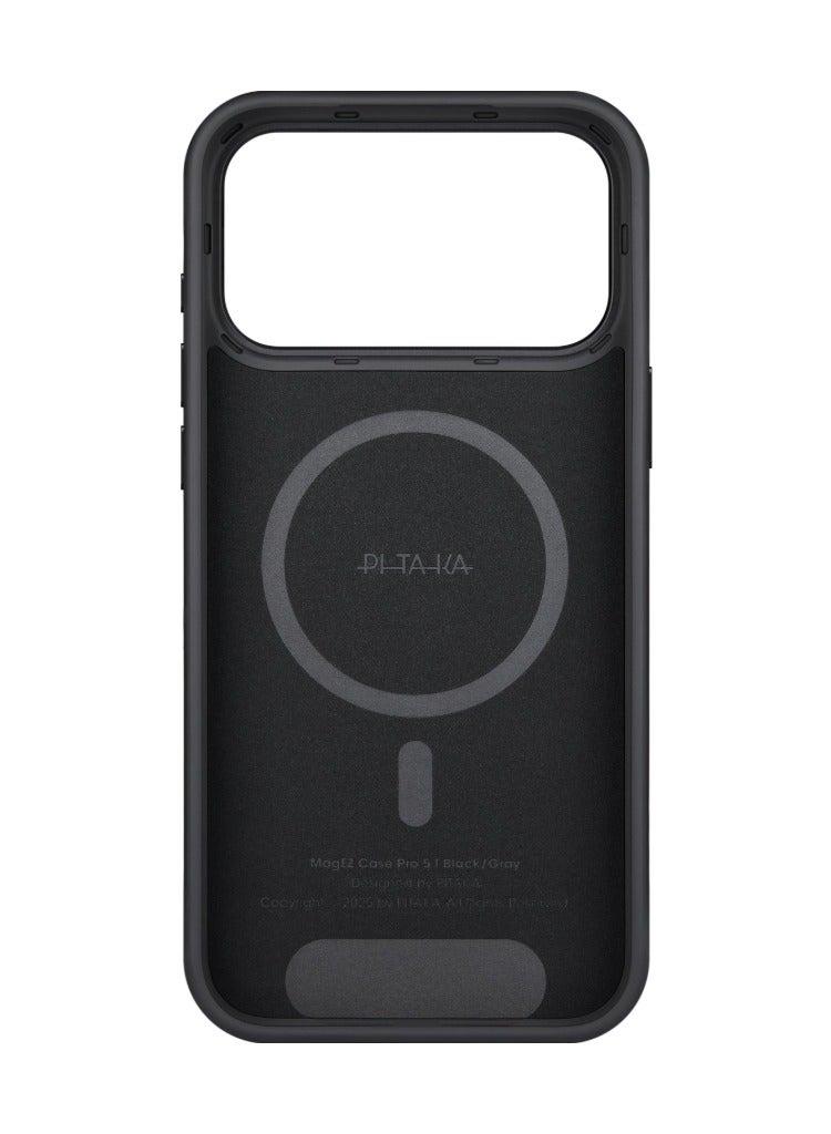 بيتاكا حافظة Aramid UltraGuard لـ iPhone 17 Pro Max / متوافقة مع MagSafe / حماية بمعيار عسكري / مقاومة للخدوش / نحيفة وخفيفة الوزن / غطاء خلفي / زر محسّن بتقنية كابتيف - أسود/رمادي - Image 2