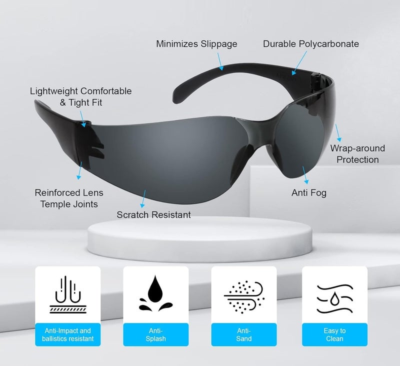Pacificdeals Multipurpose Curve Safety Goggle Eyewear Sunglasses Goggles For Dust Protection Laboratory Medical Lab Construction industrial use Welding Eye Operation Men Women - Black (Pack of 2) - Image 3