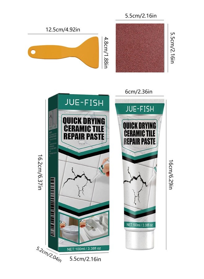 JUE-FISH Ceramic Repair Paste - Water & Leak Resistant Hard - Drywall Repair Paste Set - Marble Glue Set (White)  - Image 3