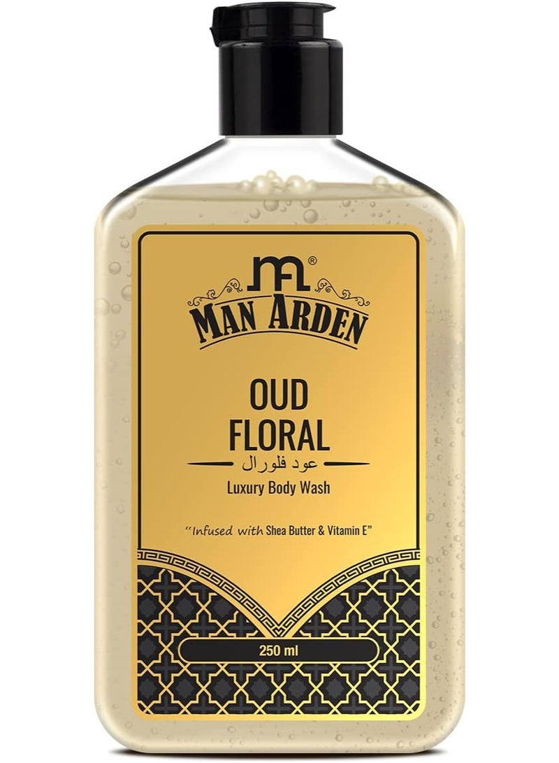 Man Arden غسول الجسم الفاخر بالعود مع زبدة الشيا وفيتامين E، 250 مل
