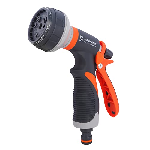 garbnoire Plastic 8 In 1 Heavy Duty Hose Nozzle Water Spray High Pressure For Gardening, Flower, Plants, Lawn| Multi Functional Cleaning, Showering Pet & Wash Cars (8 Pattern Orange Gun, (Pack Of 2)) - Image 2
