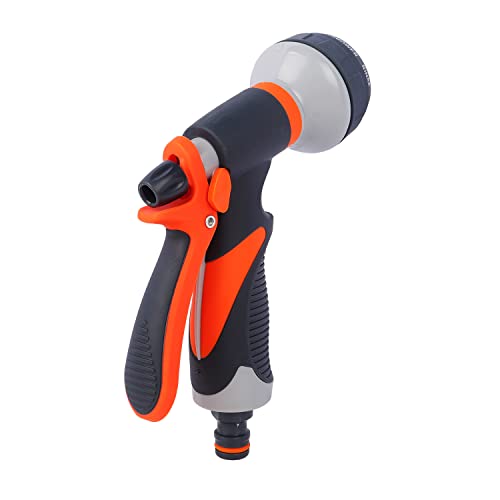 garbnoire Plastic 8 In 1 Heavy Duty Hose Nozzle Water Spray High Pressure For Gardening, Flower, Plants, Lawn| Multi Functional Cleaning, Showering Pet & Wash Cars (8 Pattern Orange Gun, (Pack Of 2)) - Image 4