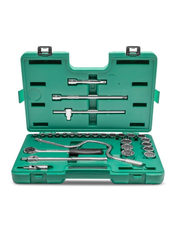 Sata مجموعة مفاتيح صمولة مترية 28 قطعة 1/2" درايف 12 نقطة SATA ST09090SJ - Image 1