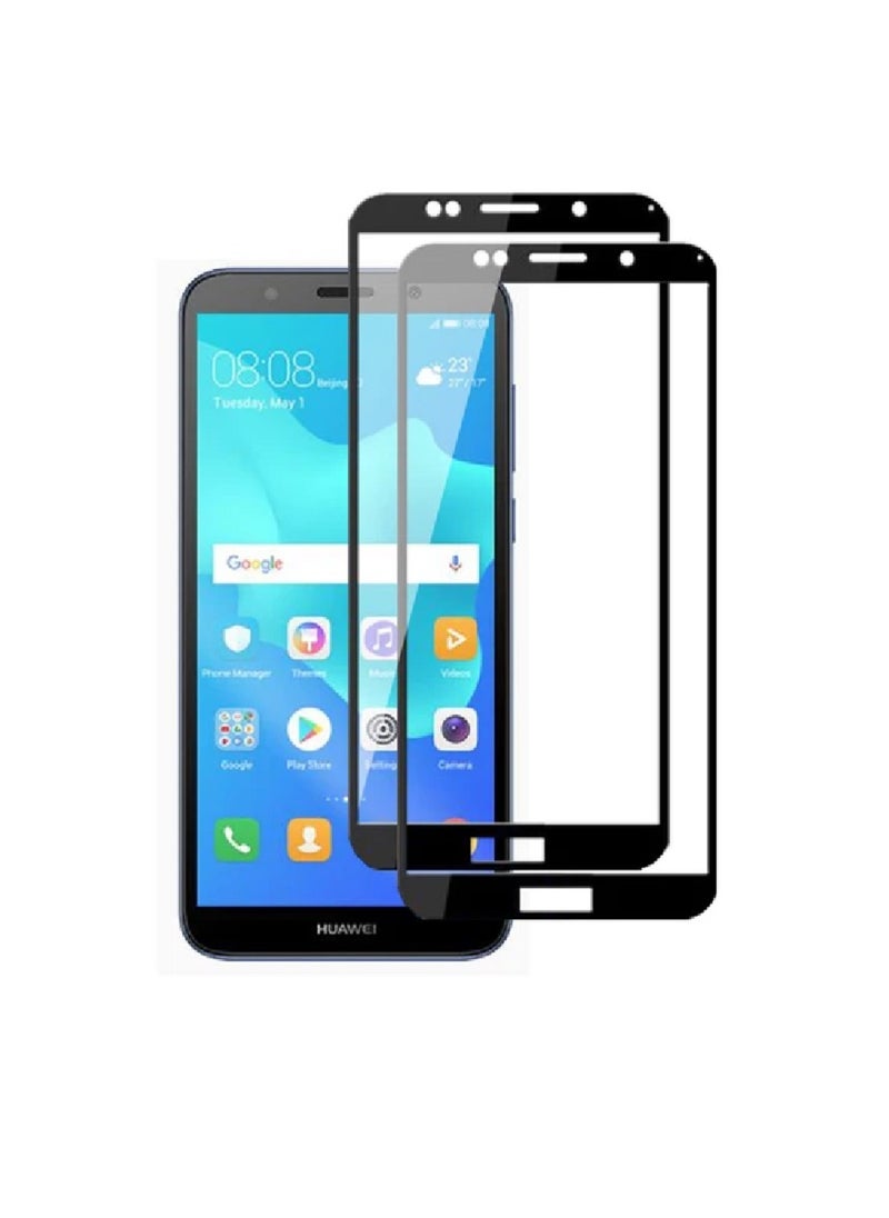 Super 2 Pieces Tempered Glass Screen Protector 5D Designed For Huawei Y5 Prime (2018) Full Glue Edge to Edge Full Screen Coverage And Bubble Free - Image 1