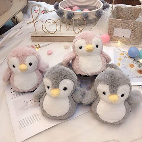 ARELUX Women Slippers Cute Penguin Animal Slippers Novelty Furry Slippers Winter Warm House Shoes Cartoon Slippers Outdoor(Grey,Large) - Image 5