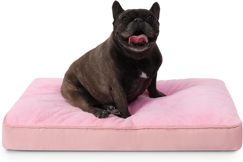Waterproof Medium Dog Bed for Crate with Washable Cover, 29x18, Pink | TPU Waterproof Layer, Easy Clean Cover, Soft Plush Surface, Durable Oxford fabric, Non-Slip Bottom, For Medium Breeds ≤30lbs - Image 1