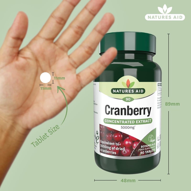Natures Aid Cranberry 200mg High Strength Tablets Supports Urinary Tract Health Immune System Antioxidant Protection Vegan Gluten Free 90 Tablets Food Supplement - Image 3